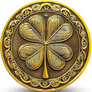 Good Luck Eagle Lucky Coin with Four-Leaf Clover
